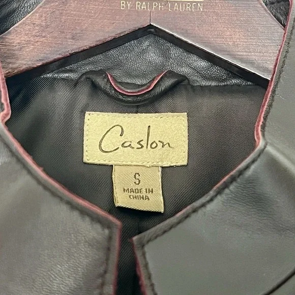 Chocolate Brown Butter Soft Moto Leather Jacket Women's Small Raspberry Trim Y2K - Picture 4 of 7